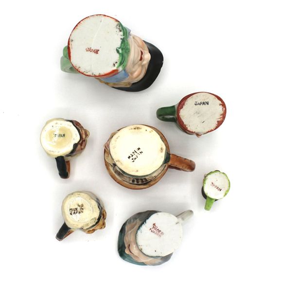 Vintage Hand Painted Japan Ceramic Pottery Collectible Toby Jugs Handle Lot of 7 - Picture 8 of 10